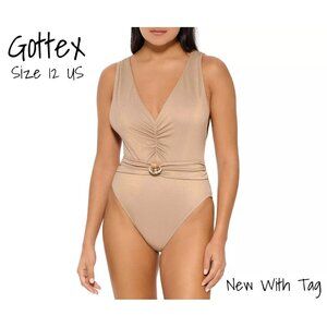 Gottex Women's One Piece Swimsuit, Deep Plunge Style, Size 12, New With Tags